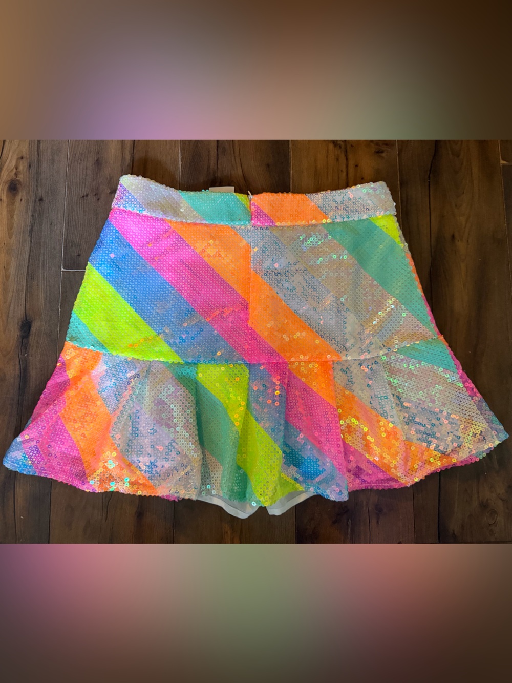 Queen of Sparkles | Neon Rainbow Sequin Skort | S - Picture 3 of 12
